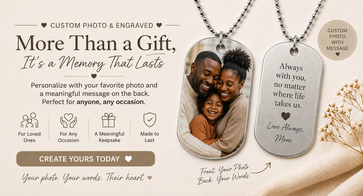 Custom Photo Dog Tag Necklace