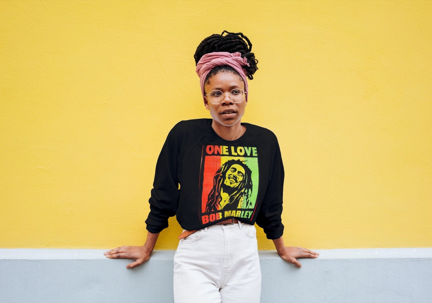 One Love Bob Marley Retro Graphic Long Sleeve T-Shirt