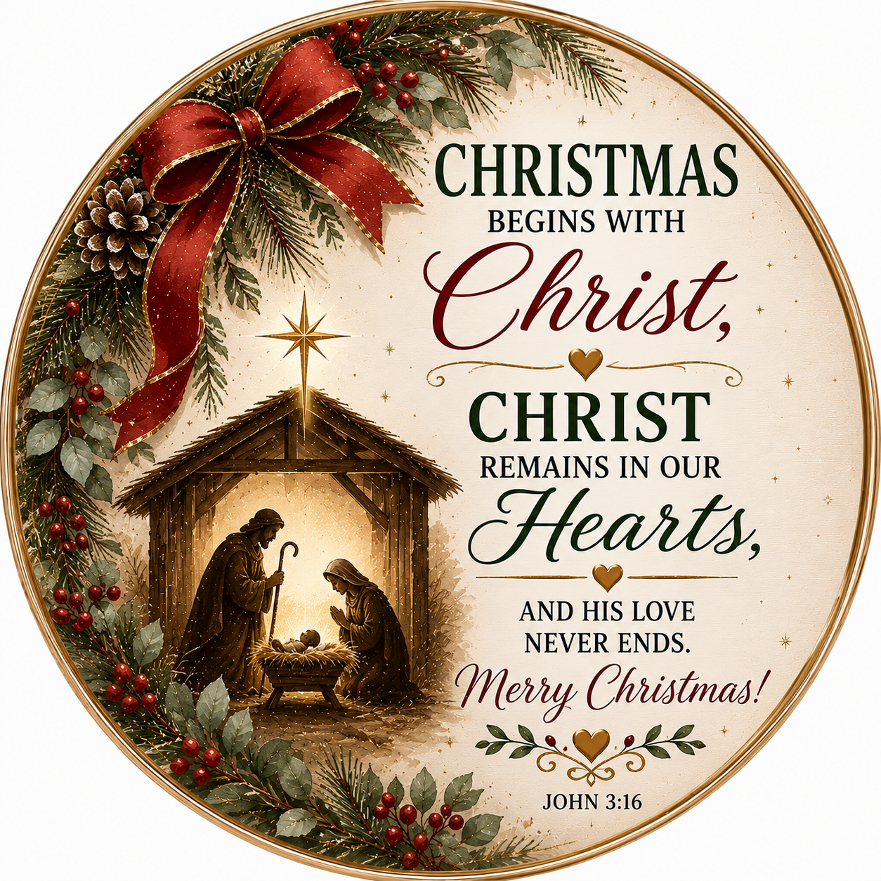 Christ is Born Christmas Ornaments – Scripture Nativity Holiday Decor