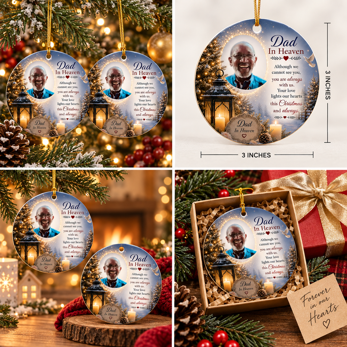 Dad in Heaven Memorial Christmas Ornament