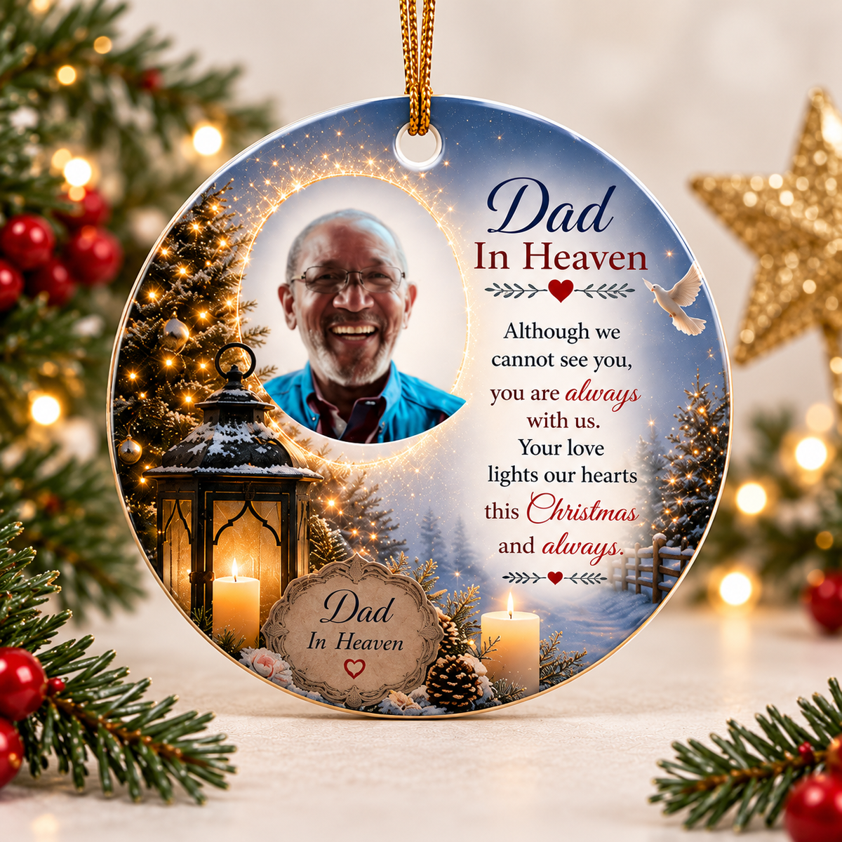 Dad in Heaven Memorial Christmas Ornament