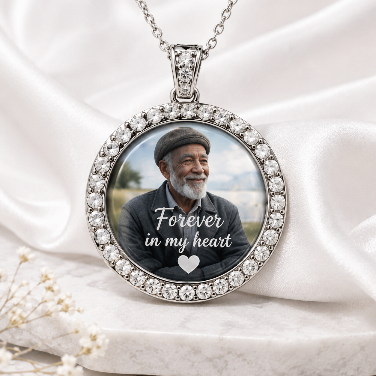 Forever in My Heart necklace worn by model