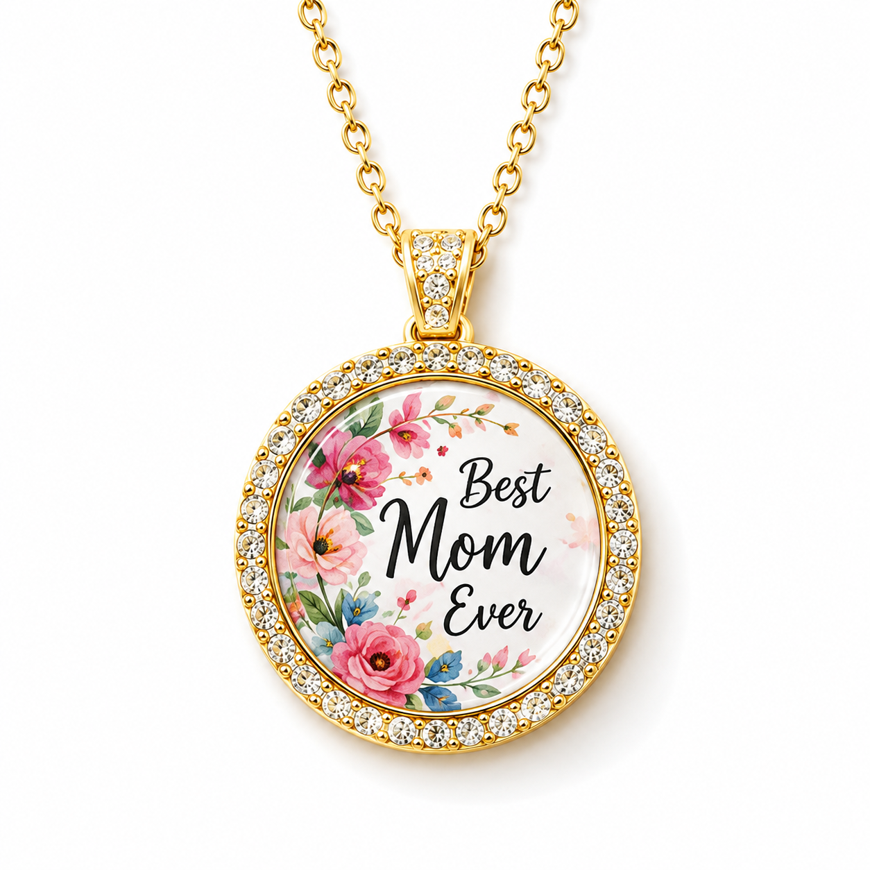 Best Mom Ever necklace worn by model