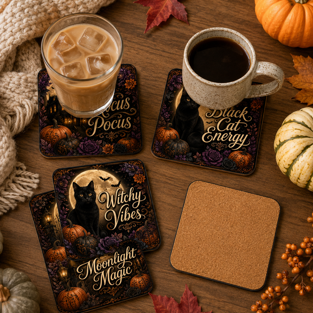 Halloween Witchy Vibes Coaster Set