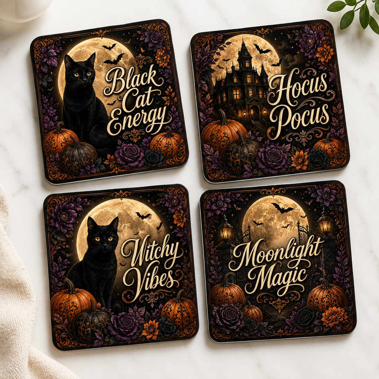 Halloween Witchy Vibes Coaster Set