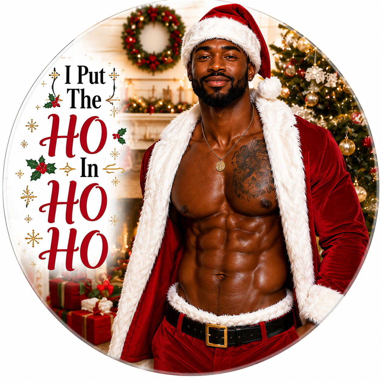 I Put The HO In HO HO HO ceramic Christmas ornament