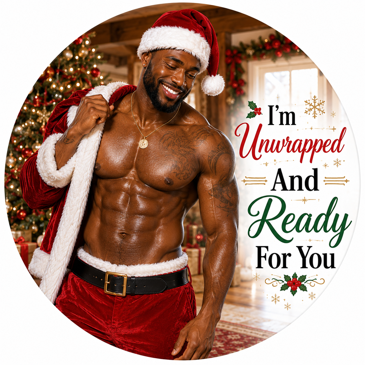 I'm Unwrapped And Ready For You ceramic Christmas ornament