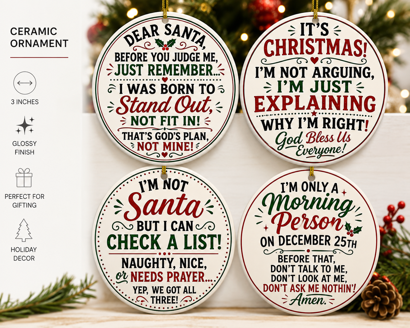 Holitude Christmas Ornaments