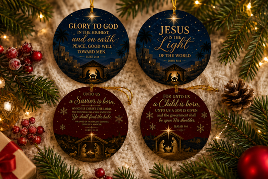 Glory to God Scripture Nativity Ornaments – Christian Christmas Decor