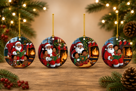 Black Santa Christmas Ornaments – Set of 4 Designs