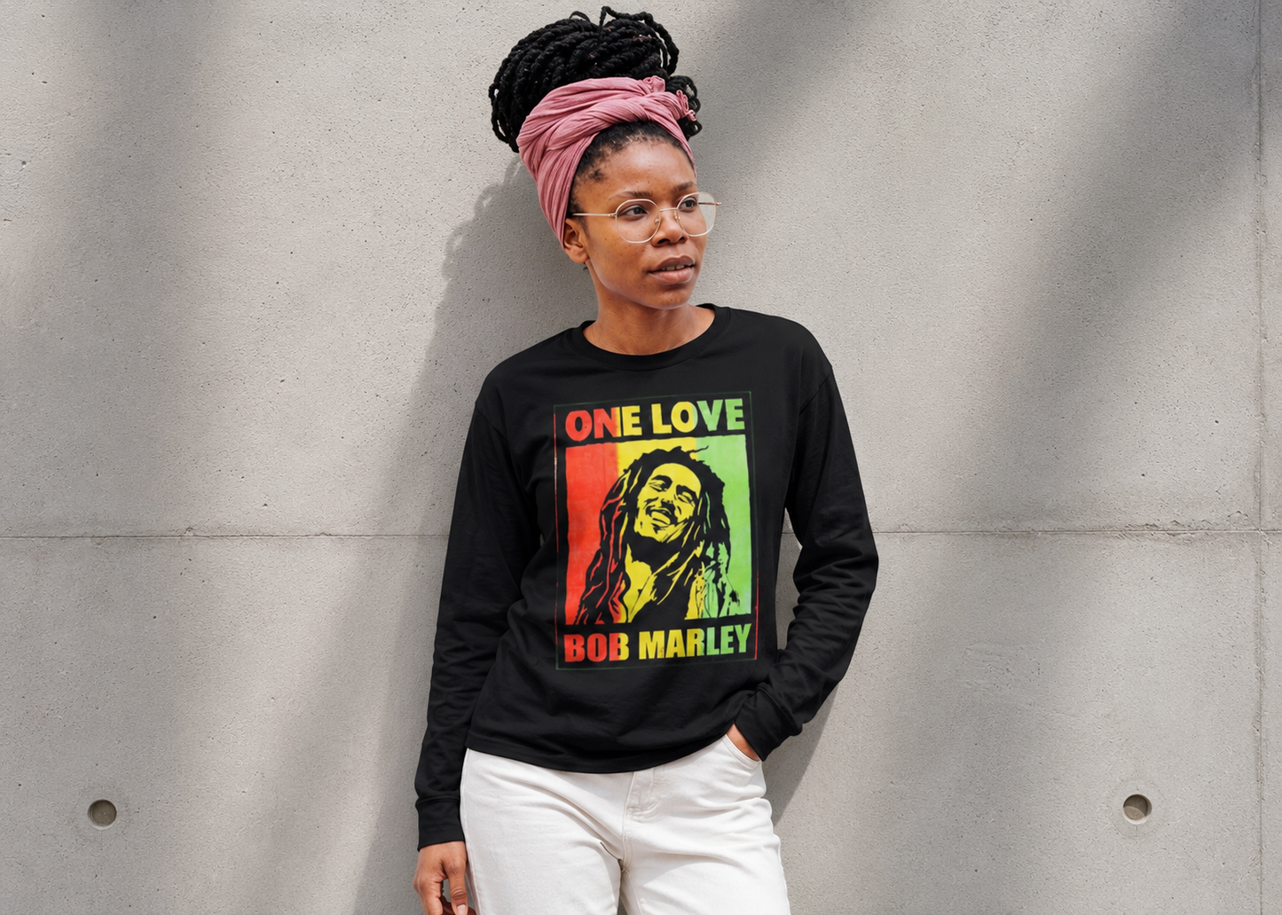 One Love Bob Marley Retro Graphic Long Sleeve T-Shirt